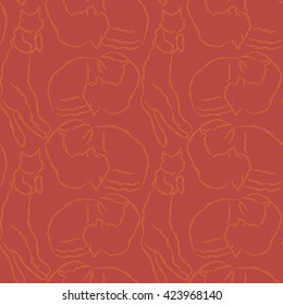 Vector seamless pattern with cats. Different poses (9)