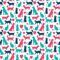 Vector Seamless Pattern With Cats And Dogs