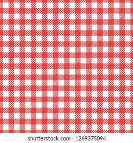 Vector Seamless pattern. Cell background red color fashion cloth in a cage. Abstract checkered backdrop on white.