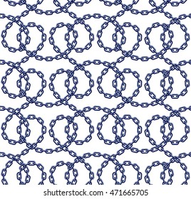 Vector seamless pattern of chains in flat style