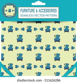 Vector seamless pattern with chairs in the package with pattern unit and shadow.