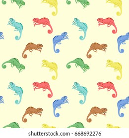 Vector seamless pattern with chameleon