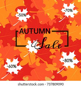 Vector seamless pattern with chaotic maple and alder leaves in autumn colors. Autumn background. EPS10. Can be used as print on clothes, wrapping paper, web, design banners.