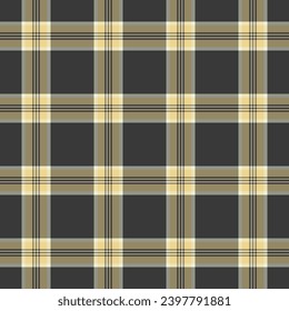 Vector seamless pattern of check tartan texture with a fabric background textile plaid in amber and grey colors.