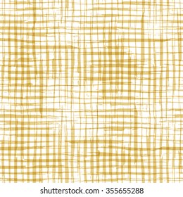Vector seamless pattern of checkered brush strokes. Hand-drawn yellow brush flourishes on white background. Boundless background can be used for web page backgrounds, wallpapers and invitations.