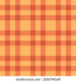 Vector seamless pattern of checkered check texture isolated on orange background