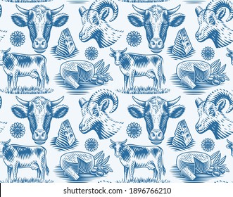 A vector seamless pattern for a cheese theme, this design can be used as a background for a package as well as for many other uses.