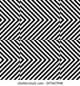 Vector seamless pattern. Chequered background, design element with striped black white diagonal inclined lines. Backdrop, texture with figurative geometry. Dynamic tiles for card, app, web cover.