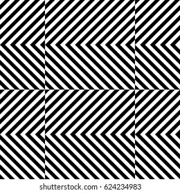 Vector seamless pattern. Chequered background, design element with striped black white diagonal inclined lines. Backdrop, texture with figurative geometry. Dynamic tiles for card, app, web cover.