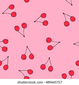 Vector seamless pattern with cherries