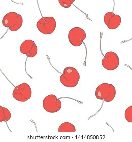 Vector  seamless pattern with cherry 