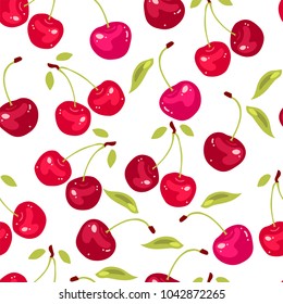 vector seamless pattern with cherry berries. Cherry background.