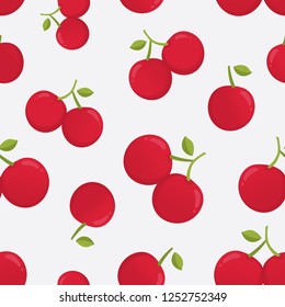 Vector seamless pattern with cherry berries. Cute vector seamless pattern with cherry. Cherry seamless pattern