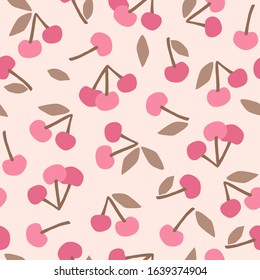 Vector seamless pattern with cherry. Trendy hand drawn textures. Modern abstract design for paper, cover, fabric, interior decor and other users.