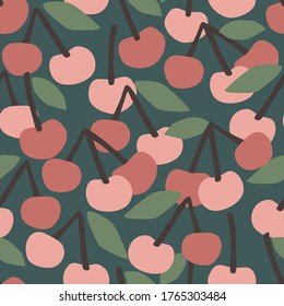 Vector seamless pattern with cherry. Trendy hand drawn textures. Modern abstract design for paper, cover, fabric, interior decor and other uses.