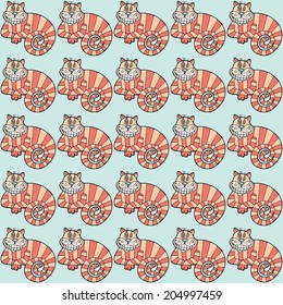 Vector seamless pattern with cheshire cat for tale Alice in Wonderland