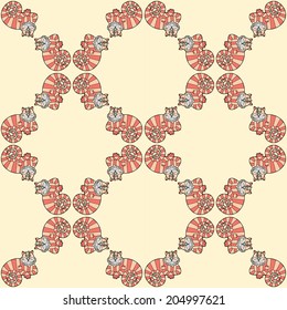 Vector seamless pattern with cheshire cat for tale Alice in Wonderland