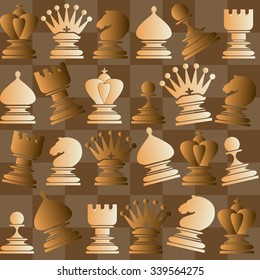 Vector seamless pattern with chess piece. For your design, textile, fabric, surface textures, packaging, scrapbooking, chess school or chess club. 