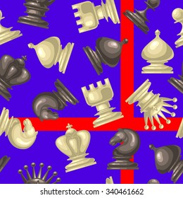 Vector seamless pattern with chess piece. For your design, textile, fabric, surface textures, packaging, scrapbooking, chess school or chess club. 