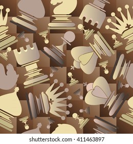 Vector seamless pattern with chess pieces.