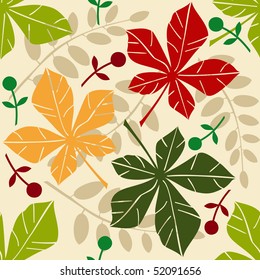 Vector seamless pattern with chestnut leaves