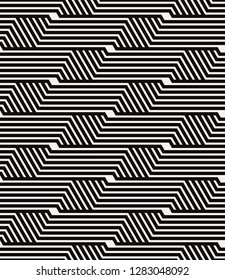 Vector seamless pattern with chevron. Modern geometric texture. Repeating abstract background. Polygonal grid with bold striped hexagons.
