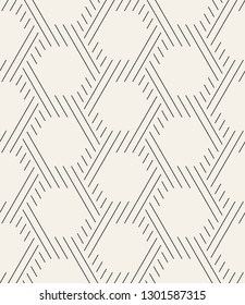 Vector seamless pattern with chevron. Modern geometric texture. Repeating abstract background. Polygonal grid with bold striped hexagons.