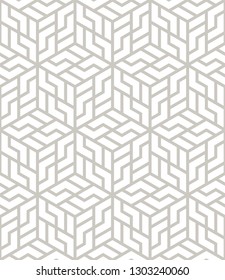 Vector seamless pattern with chevron. Modern geometric texture. Repeating abstract background. Polygonal grid with bold striped elements. Subtle gray neutral print.