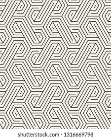 Vector seamless pattern with chevron. Modern geometric texture. Repeating abstract background. Polygonal grid with thi linear striped hexagons. Can be used as swatch for illustrator.