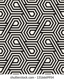 Vector seamless pattern with chevron. Modern geometric texture. Repeating abstract background. Polygonal grid with bold striped hexagons. Can be used as swatch for illustrator.