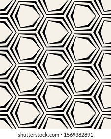 Vector seamless pattern with chevron. Modern geometric texture. Repeating abstract background. Polygonal grid with striped hexagons.