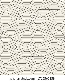 Vector seamless pattern with chevron. Modern geometric texture. Repeating abstract background. Polygonal grid with thin linear hexagons. Can be used as swatch for illustrator.