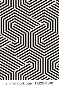Vector seamless pattern with chevron. Modern geometric texture. Repeating abstract background. Polygonal grid with bold striped hexagons.