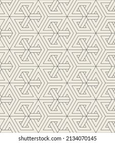 Vector seamless pattern with chevron. Modern geometric texture. Repeating abstract background. Polygonal grid with thin linear hexagons. Can be used as swatch for illustrator.