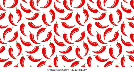 Vector seamless pattern of chilli pattern. Vector pattern with hot chili pattern.