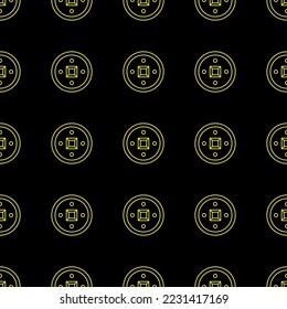 Vector seamless pattern of Chinese coin on black background 