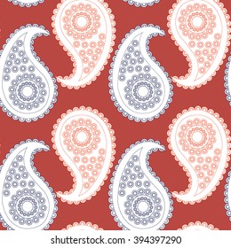 Vector seamless pattern. Chinese cucumbers. A template for coloring. Ethnic, pattern, vector. Doodle vector background. Henna mehndi Doodle design. Red background