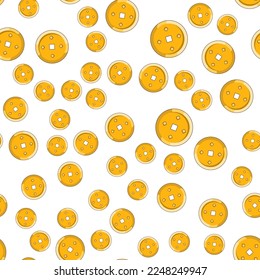 Vector seamless pattern of Chinese golden coins. Perfect for wrapping, printing, web sites, wallpapers, textile  