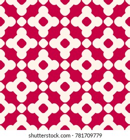 Vector seamless pattern in Chinese style. Red and beige geometric ornament, abstract background texture with floral shapes, circles, repeat tiles. Luxury festive design for prints, fabric, decoration