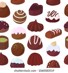 vector seamless pattern with chocolate candies, hand drawn illustration