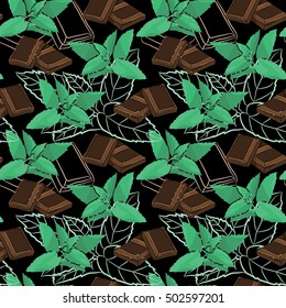 Vector seamless pattern. Chocolate and mint (1)
