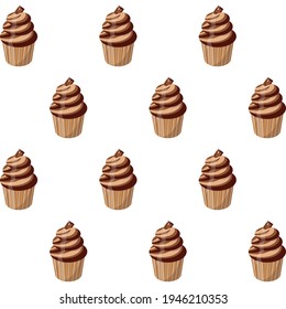 Vector seamless pattern chocolate muffin cupcake background