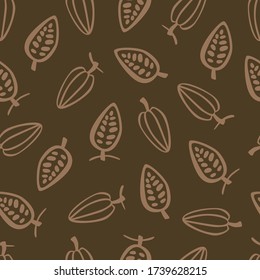 Vector seamless pattern with chocolate tree fruits