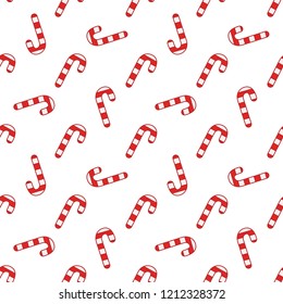 Vector seamless pattern with Christmas candies on white background. Pefrect for wrapping paper or fabric.