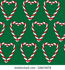  vector seamless pattern with christmas candies on green background