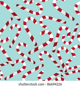 vector seamless pattern with christmas candies on blue background