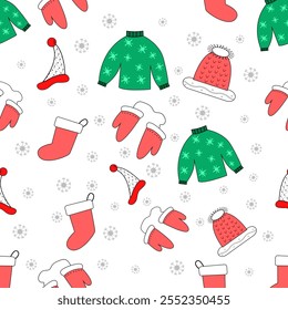 vector seamless pattern christmas clothes