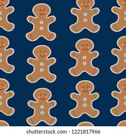 Vector seamless pattern christmas with a cookie in the form of a man.