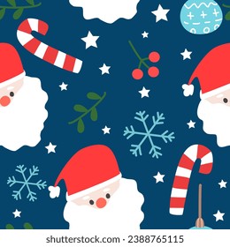 Vector seamless pattern Christmas day on a dark blue background