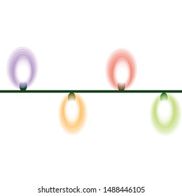 vector seamless pattern of christmas garland isolated on white background, Christmas lights new year tree decoration eps 10  yellow green red purple